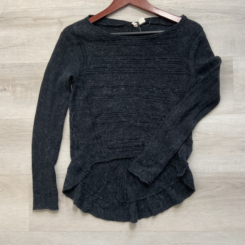 Anthropologie Moth Pullover Alpaca Wool Blend Sweater Long Sleeve Black Small